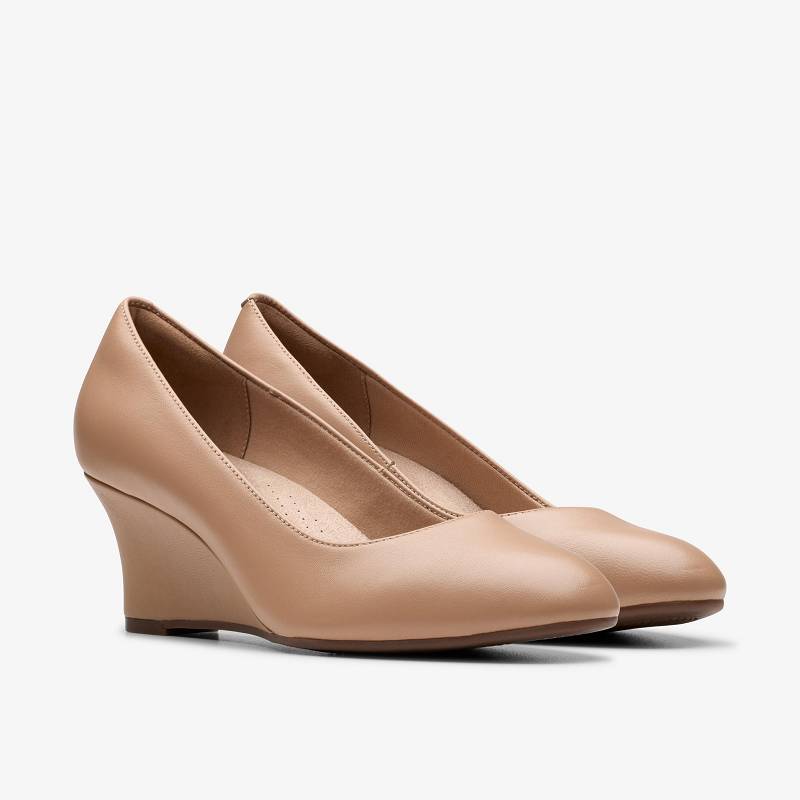 Beige Leather Clarks Olivette Pearl | CLKS-84996