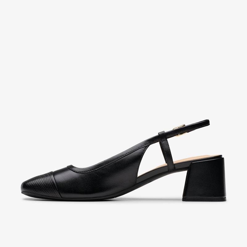 Black Combination Leather Clarks Nyta 45 Sling | CLKS-85231