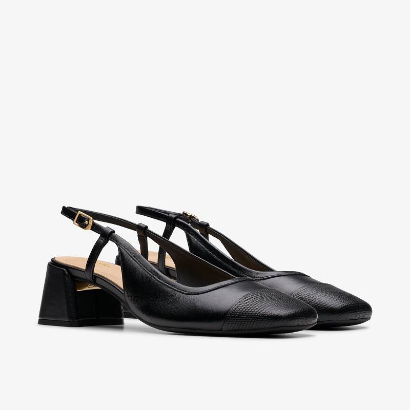 Black Combination Leather Clarks Nyta 45 Sling | CLKS-85231