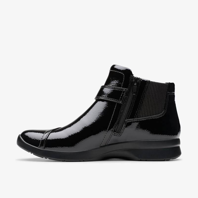 Black Crinkle Patent Clarks Ellowyn Strap | CLKS-85557