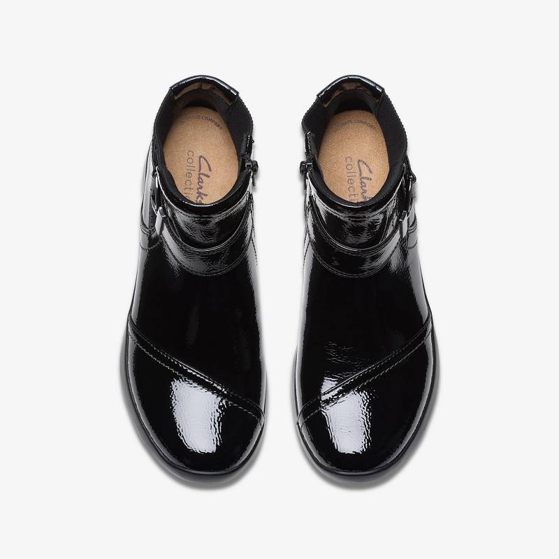 Black Crinkle Patent Clarks Ellowyn Strap | CLKS-85557