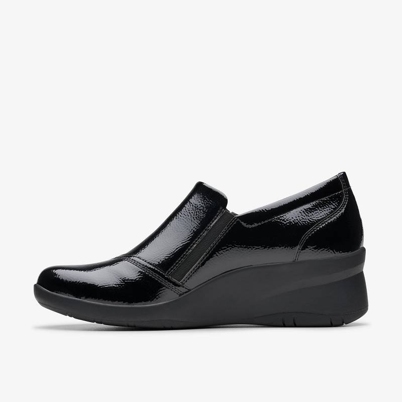 Black Crinkle Patent Clarks Suttyn Zip | CLKS-84726