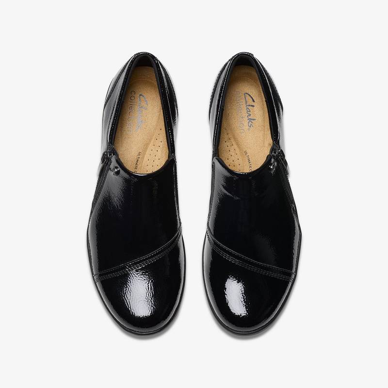 Black Crinkle Patent Clarks Suttyn Zip | CLKS-84726