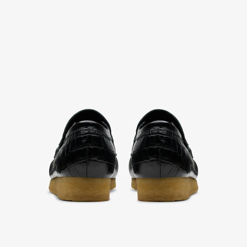 Black Crocodile Clarks Wallabee Loafer | CLKS-84506