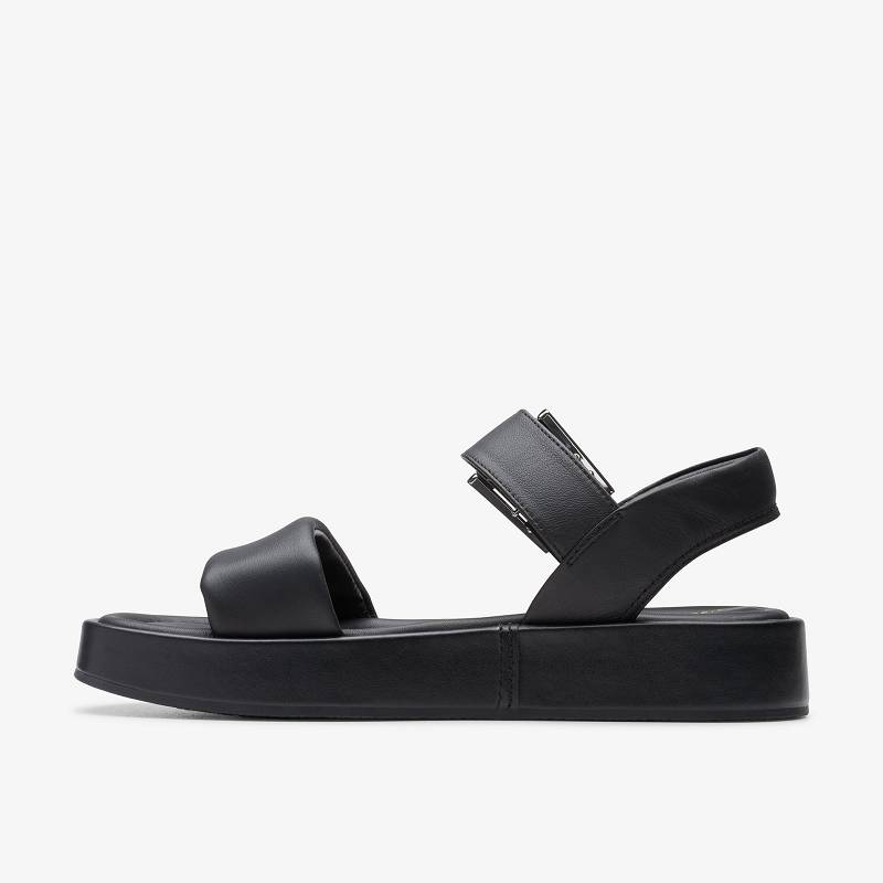 Black Leather Clarks ALDA STRAP | CLKS-84709