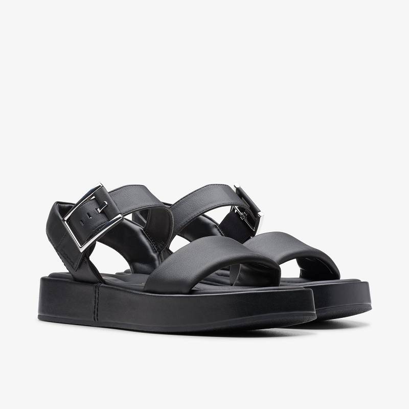 Black Leather Clarks ALDA STRAP | CLKS-84709