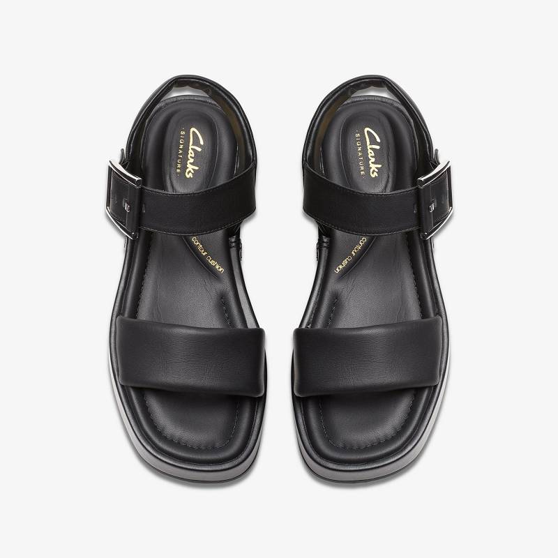 Black Leather Clarks ALDA STRAP | CLKS-84709