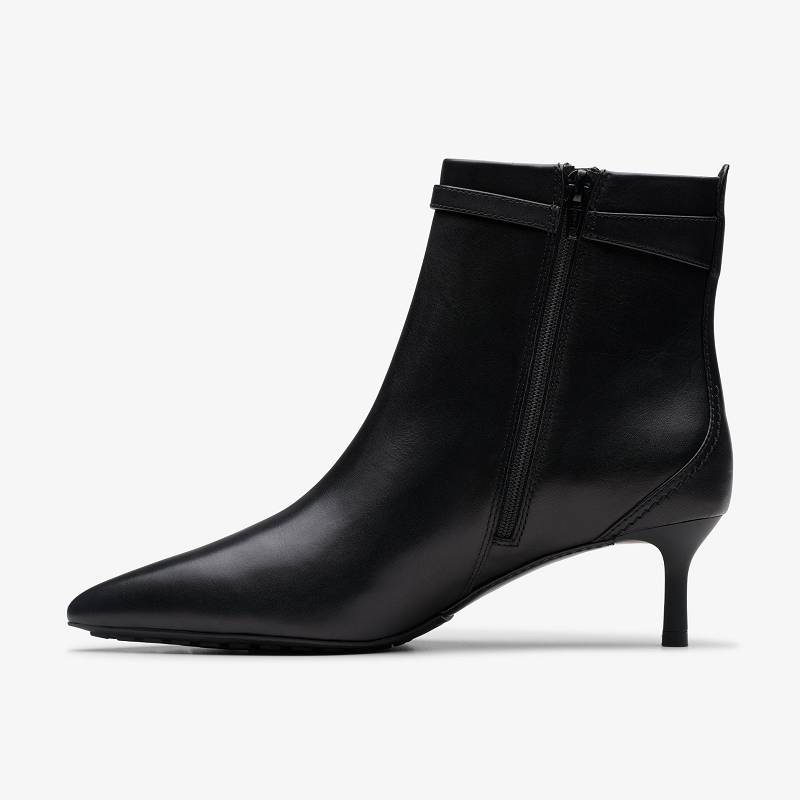 Black Leather Clarks Adela Up | CLKS-85499