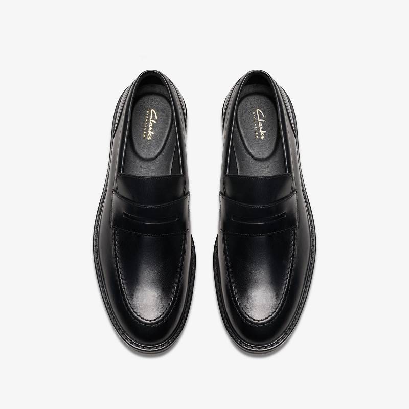 Black Leather Clarks Aldwin Step | CLKS-84301