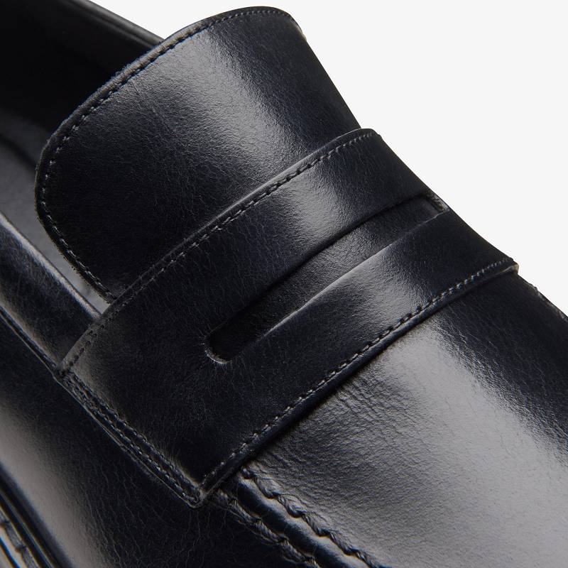 Black Leather Clarks Aldwin Step | CLKS-84301