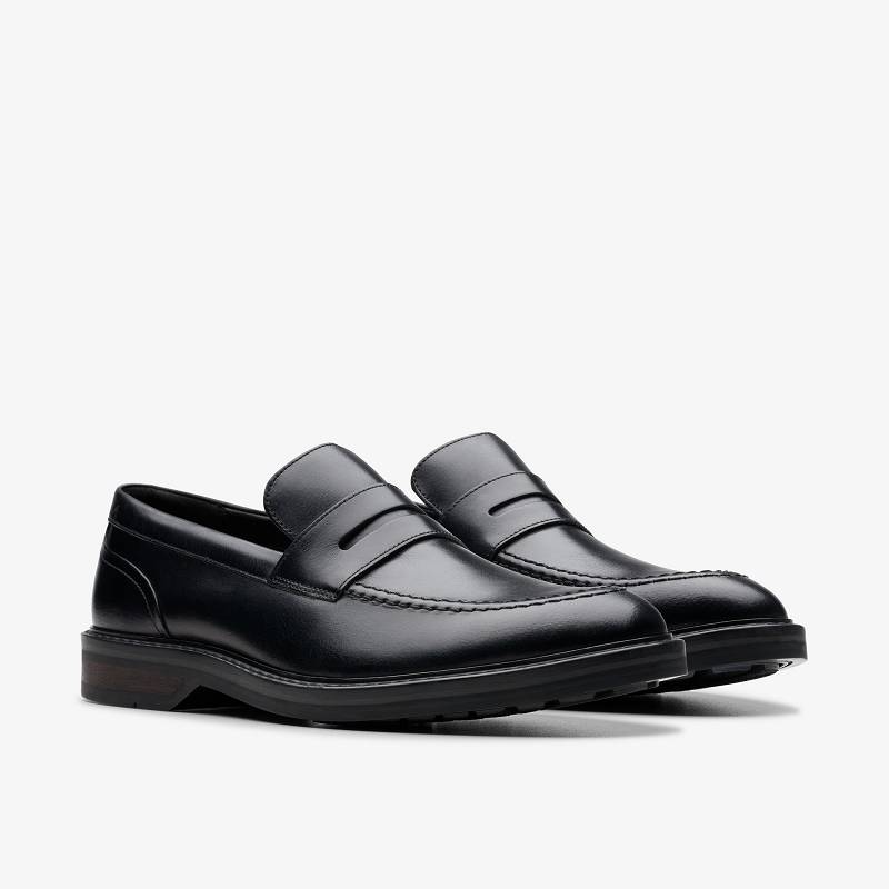 Black Leather Clarks Aldwin Step | CLKS-84301