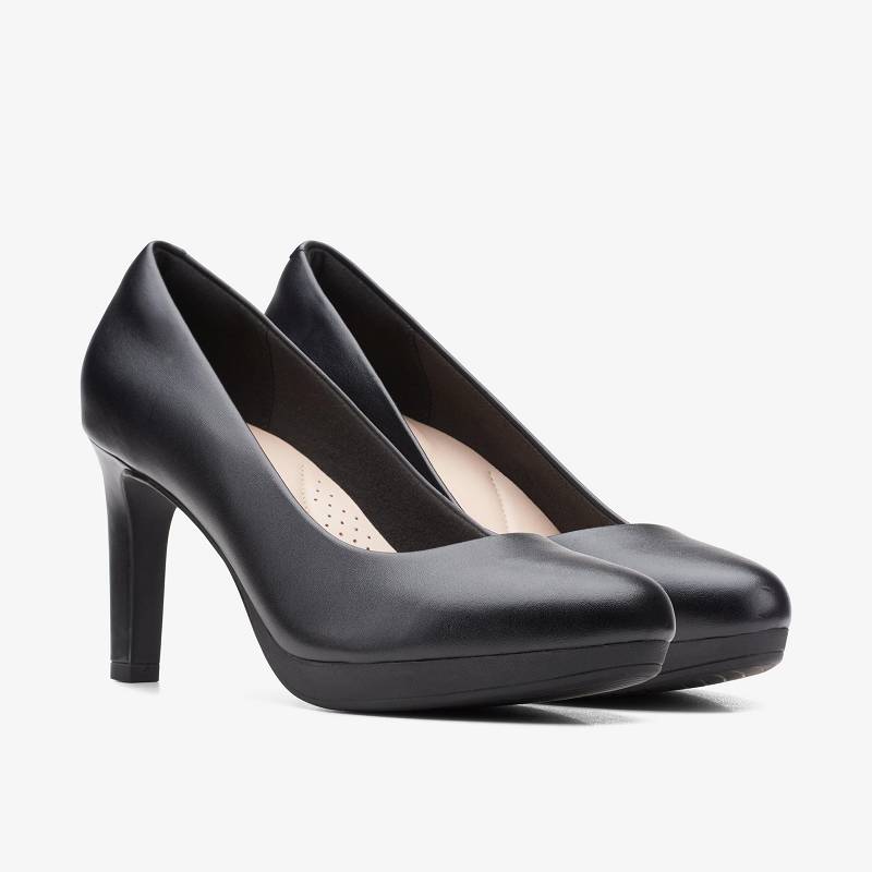 Black Leather Clarks Ambyr Joy | CLKS-85247