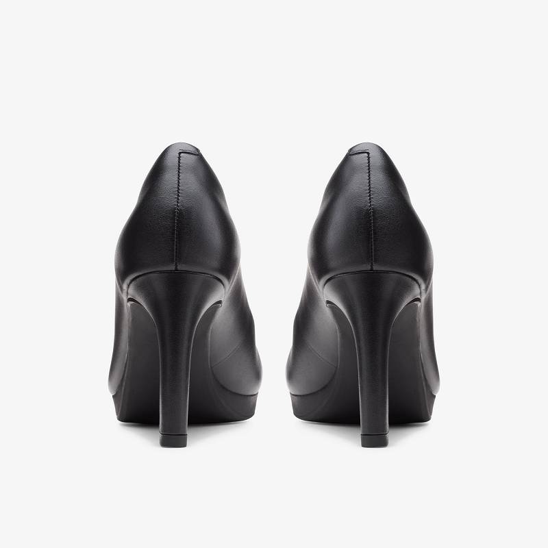 Black Leather Clarks Ambyr Joy | CLKS-85247