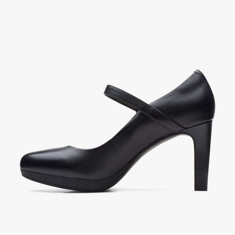 Black Leather Clarks Ambyr Shine | CLKS-85246