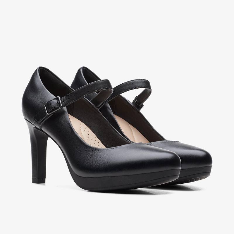 Black Leather Clarks Ambyr Shine | CLKS-85246