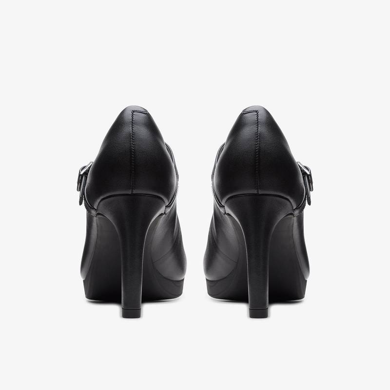 Black Leather Clarks Ambyr Shine | CLKS-85246