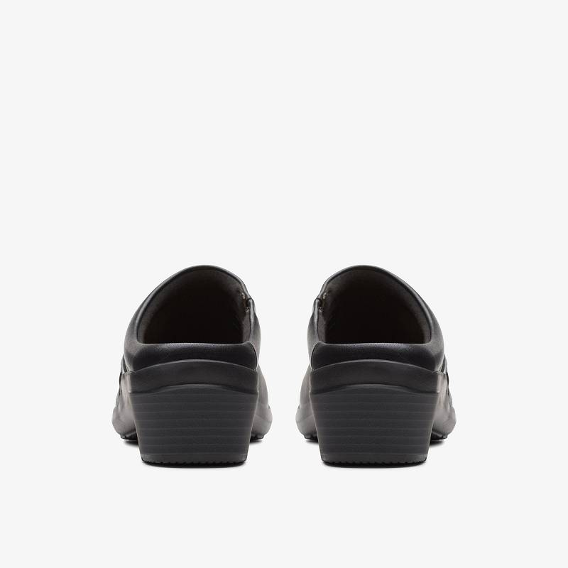 Black Leather Clarks Angie Mist | CLKS-84760