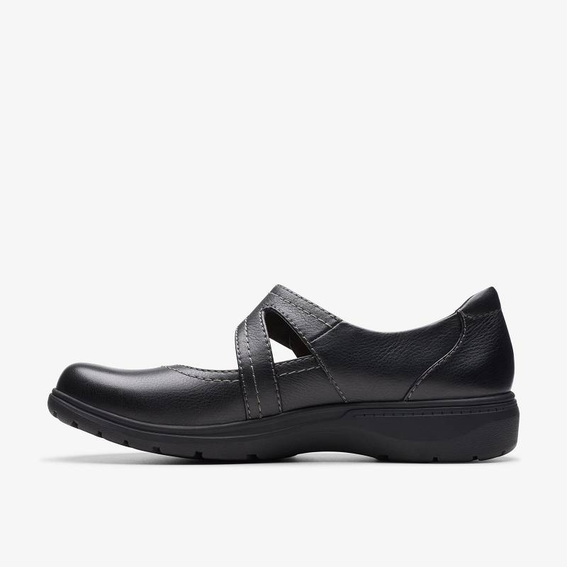 Black Leather Clarks Carleigh Jane | CLKS-84786