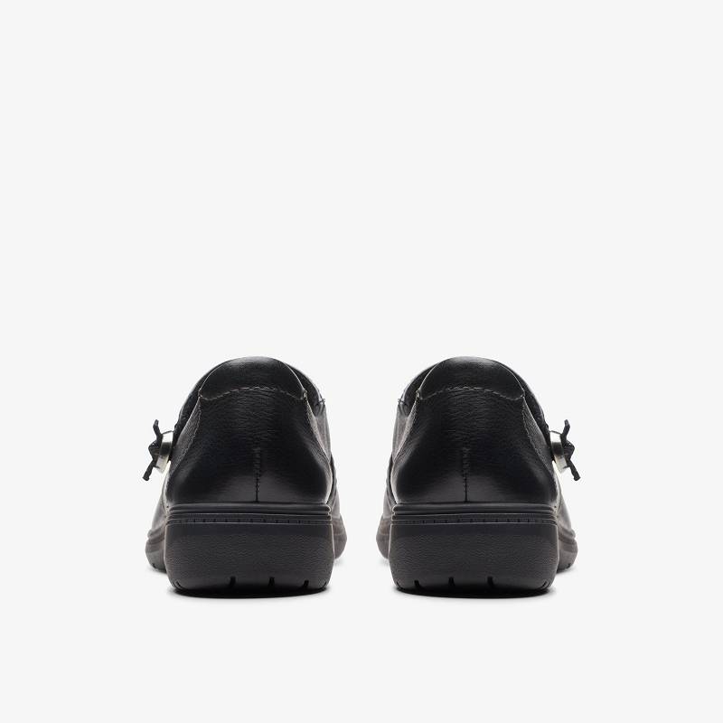 Black Leather Clarks Carleigh Jane | CLKS-84786