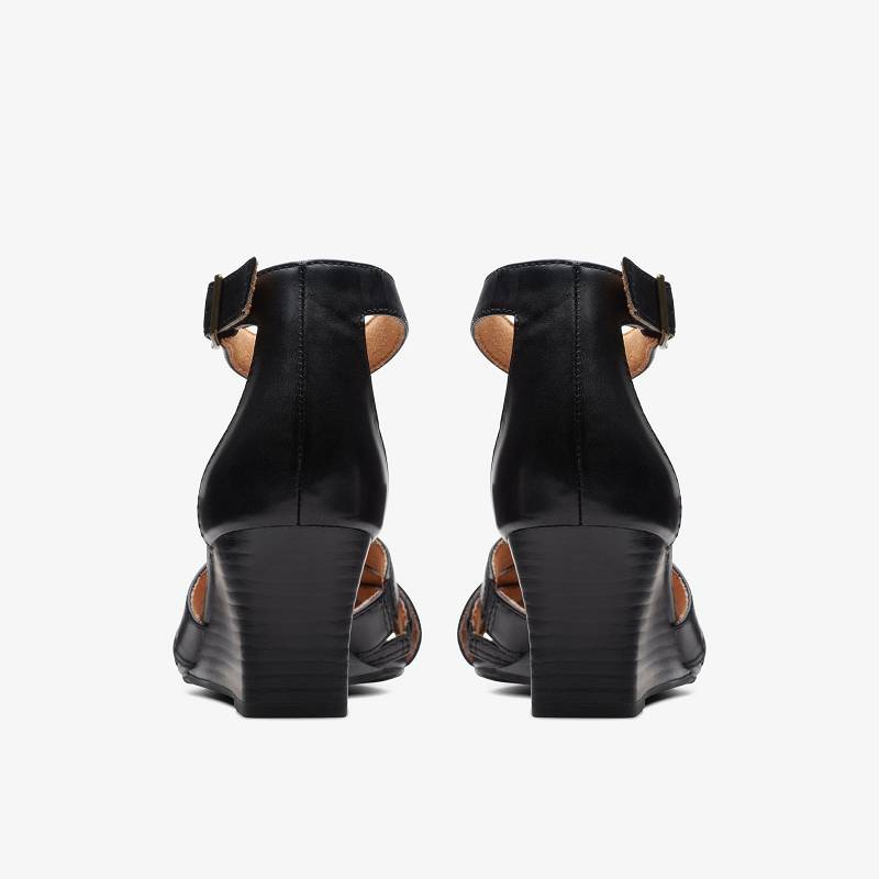 Black Leather Clarks Cielo Charm | CLKS-84752