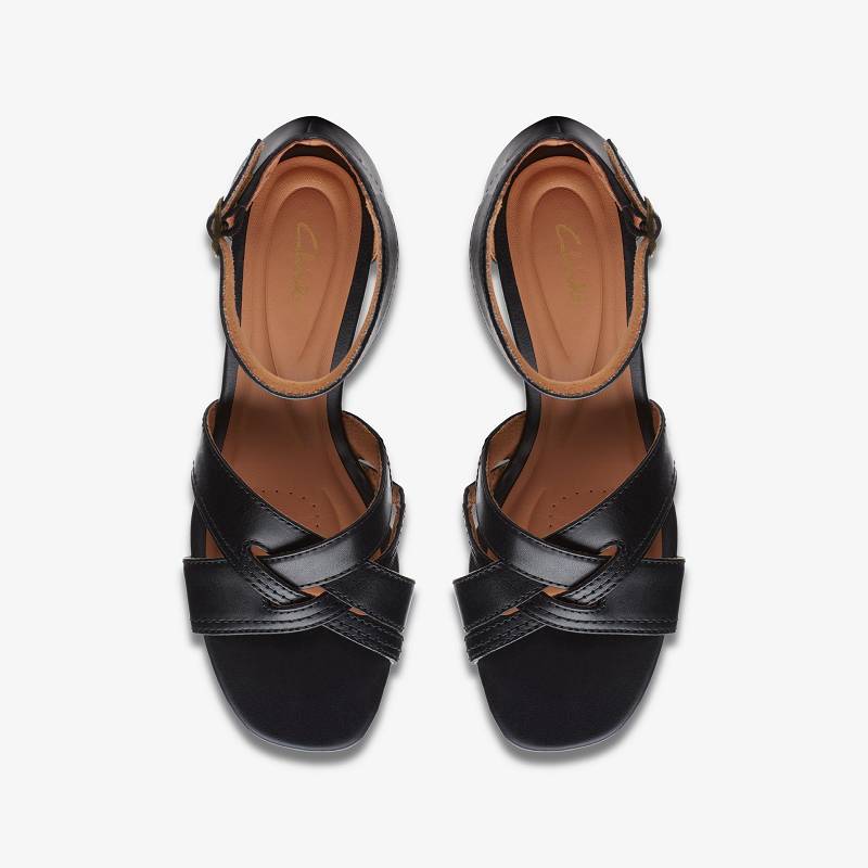 Black Leather Clarks Cielo Charm | CLKS-84752