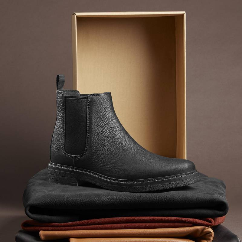 Black Leather Clarks Clarkdale Easy | CLKS-84543