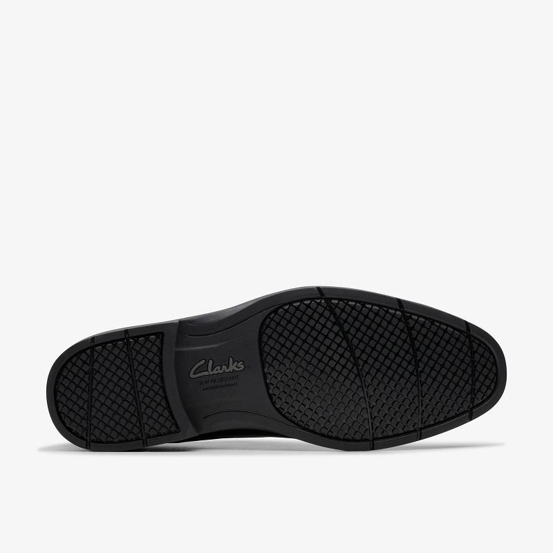 Black Leather Clarks Eldredge Plain | CLKS-84385