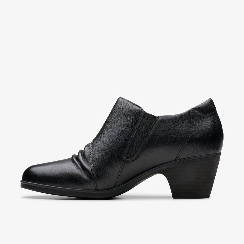 Black Leather Clarks Emily 2 Braley | CLKS-85538