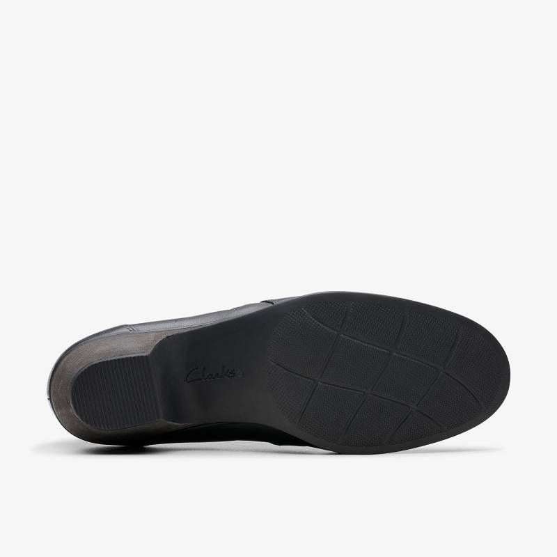 Black Leather Clarks Emily 2 Braley | CLKS-85538