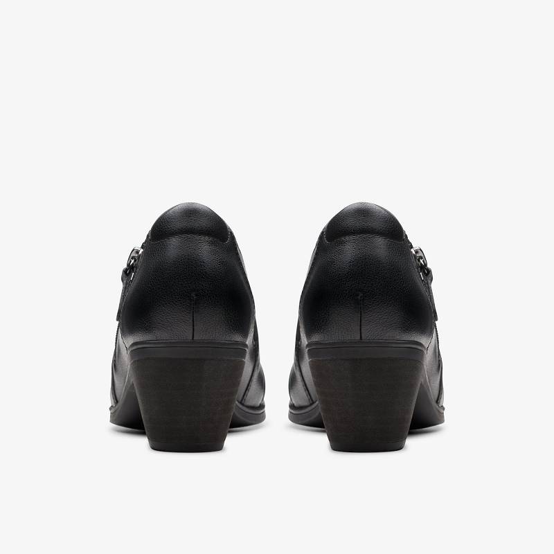 Black Leather Clarks Emily 2 Braley | CLKS-85538