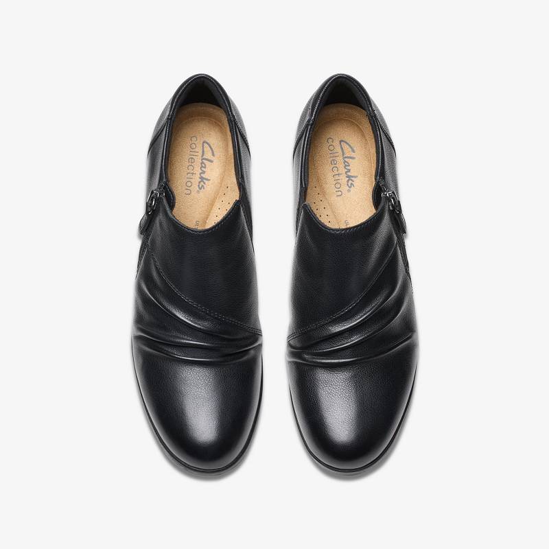 Black Leather Clarks Emily 2 Braley | CLKS-85538