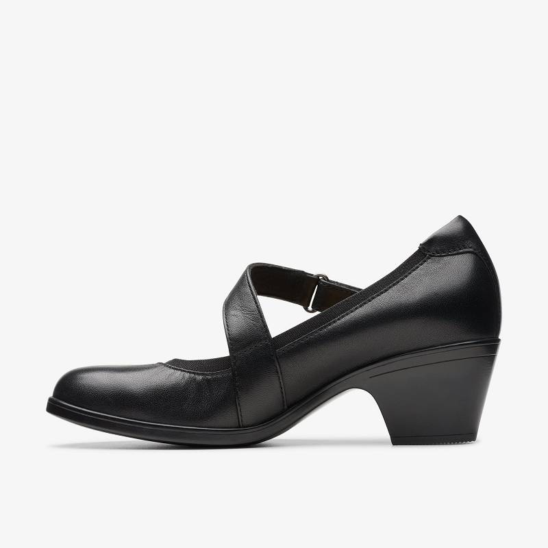 Black Leather Clarks Emily 2 Mabel | CLKS-85206