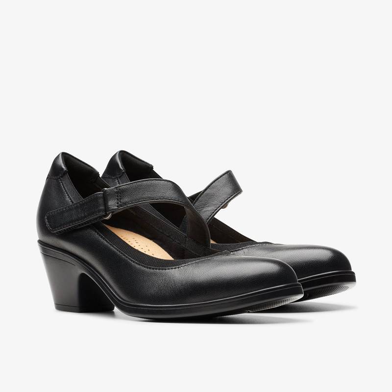 Black Leather Clarks Emily 2 Mabel | CLKS-85206