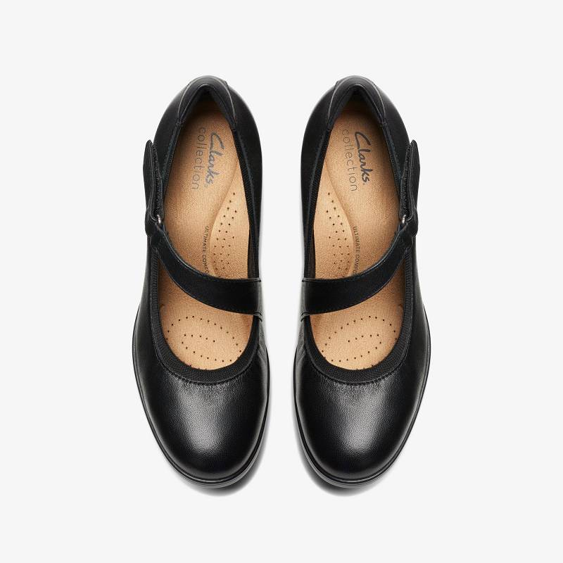 Black Leather Clarks Emily 2 Mabel | CLKS-85206