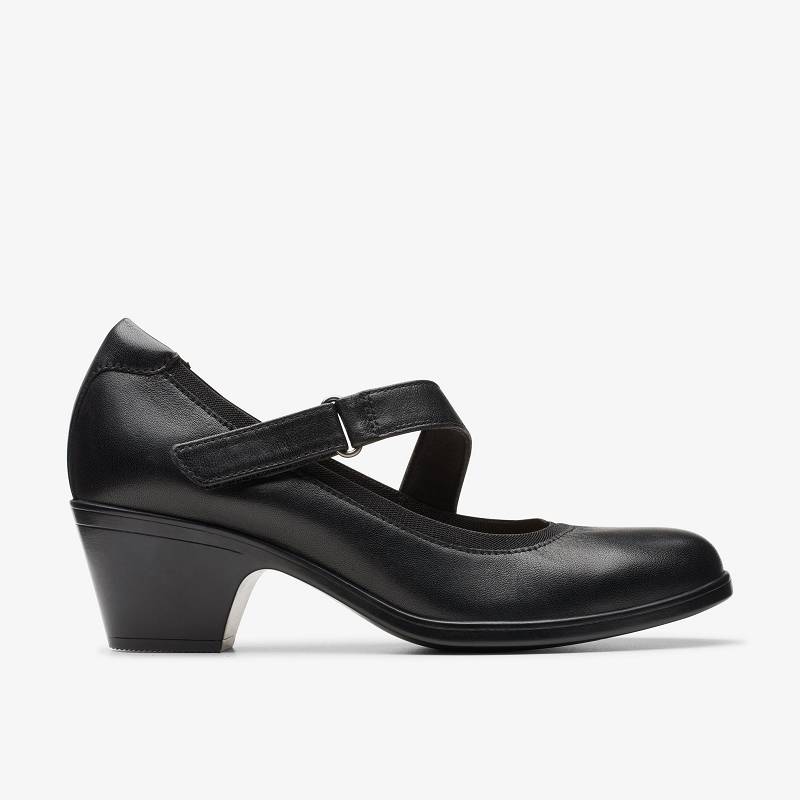 Black Leather Clarks Emily 2 Mabel | CLKS-85206