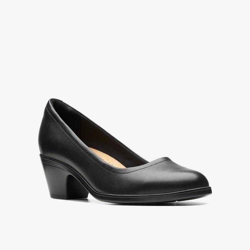 Black Leather Clarks Emily 2 Ruby | CLKS-85240