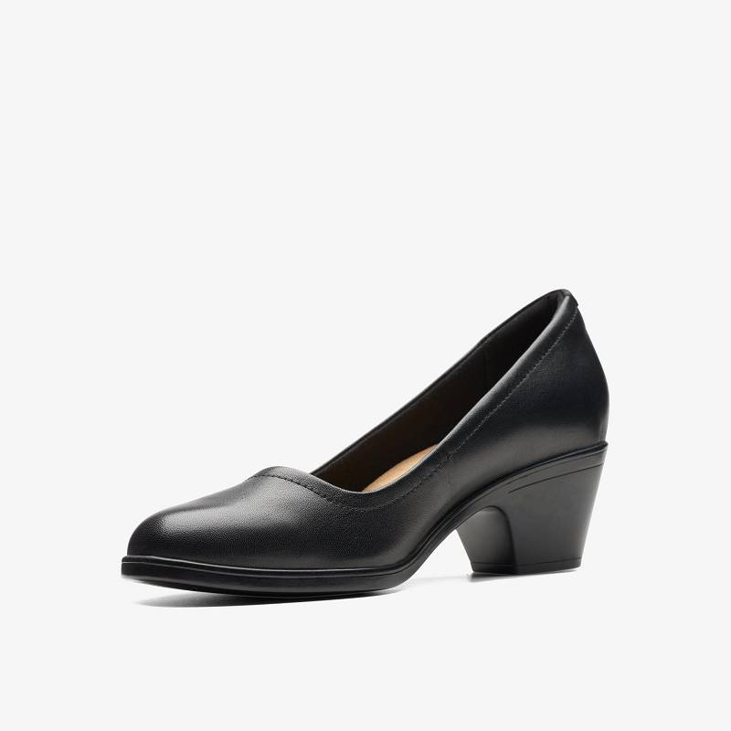 Black Leather Clarks Emily 2 Ruby | CLKS-85240