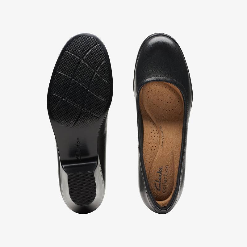 Black Leather Clarks Emily 2 Ruby | CLKS-85240