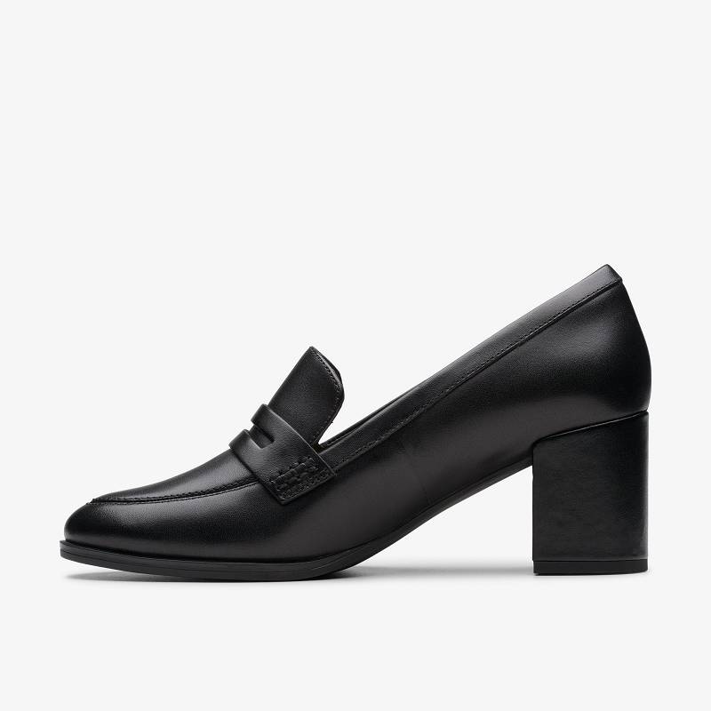 Black Leather Clarks Freva55 Edge | CLKS-85433