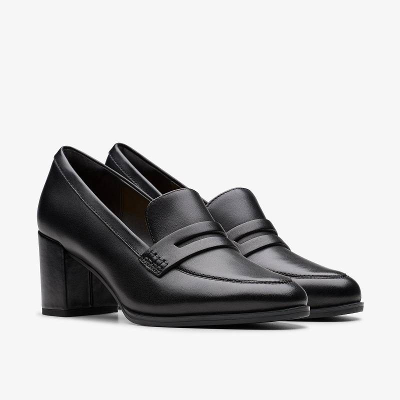 Black Leather Clarks Freva55 Edge | CLKS-85433