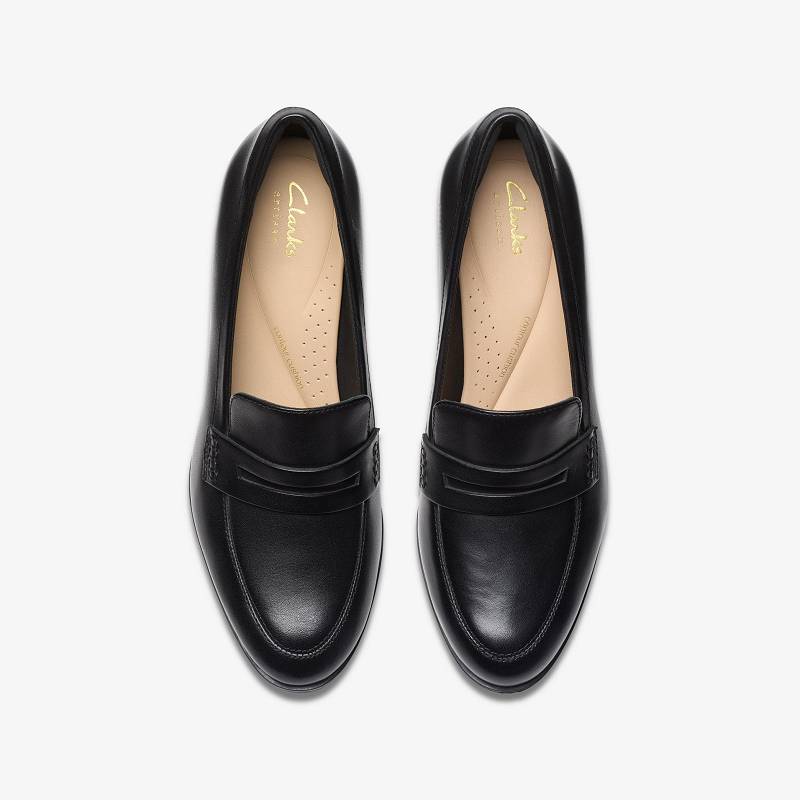 Black Leather Clarks Freva55 Edge | CLKS-85433