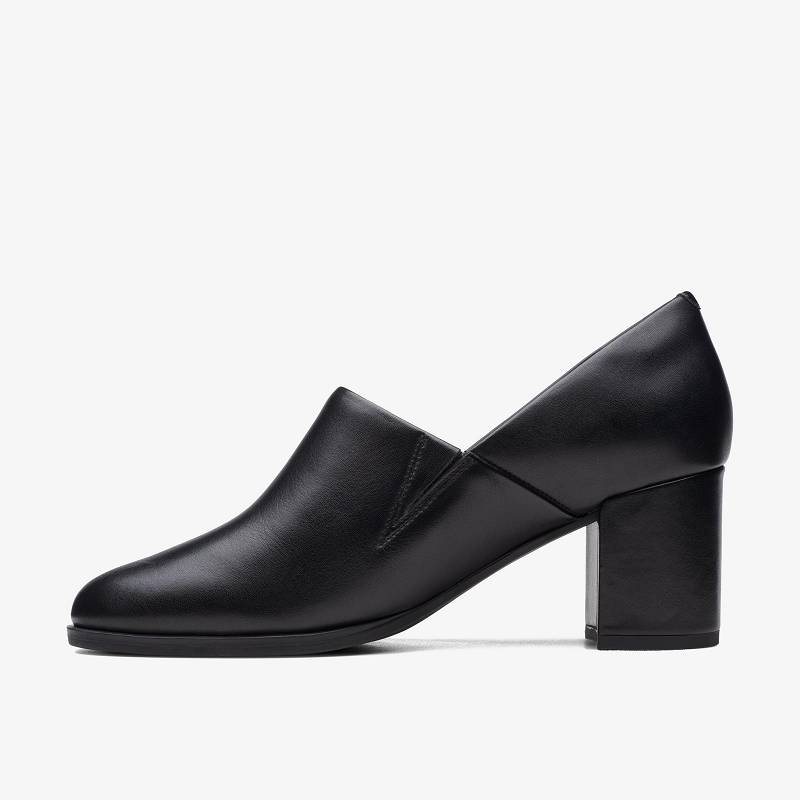 Black Leather Clarks Freva 55 Lily | CLKS-85261