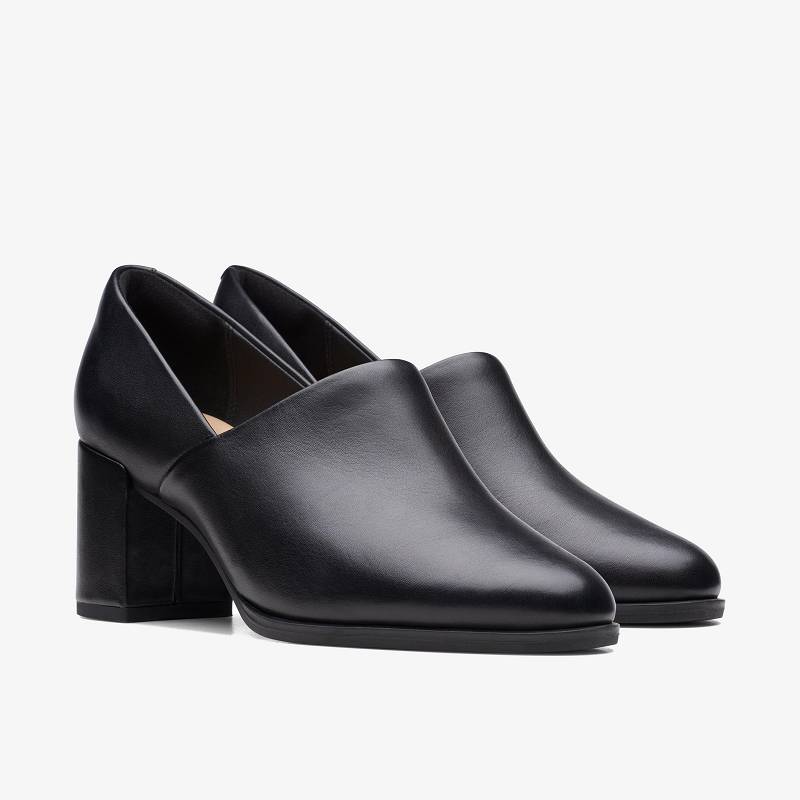 Black Leather Clarks Freva 55 Lily | CLKS-85261
