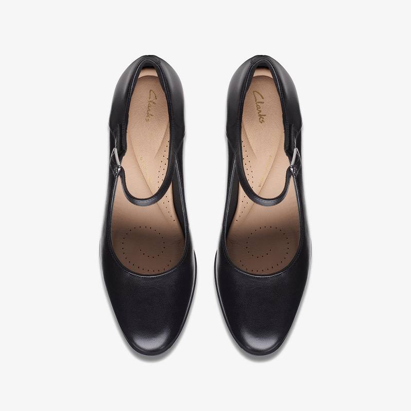 Black Leather Clarks Freva 55 Strap | CLKS-85209