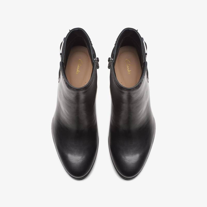 Black Leather Clarks Freva 85 Buckle | CLKS-85502