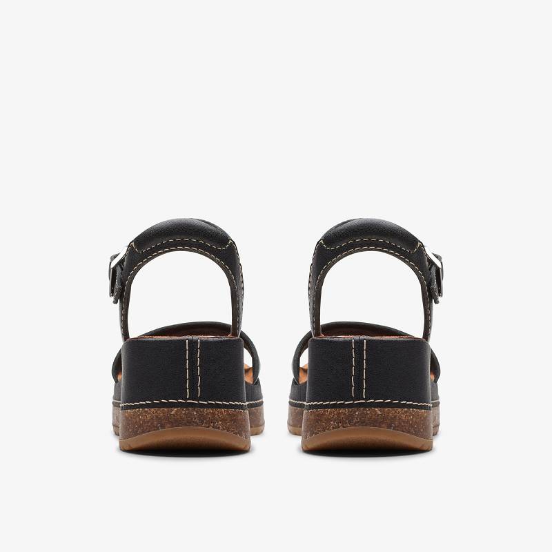 Black Leather Clarks Kassanda Lily | CLKS-84909