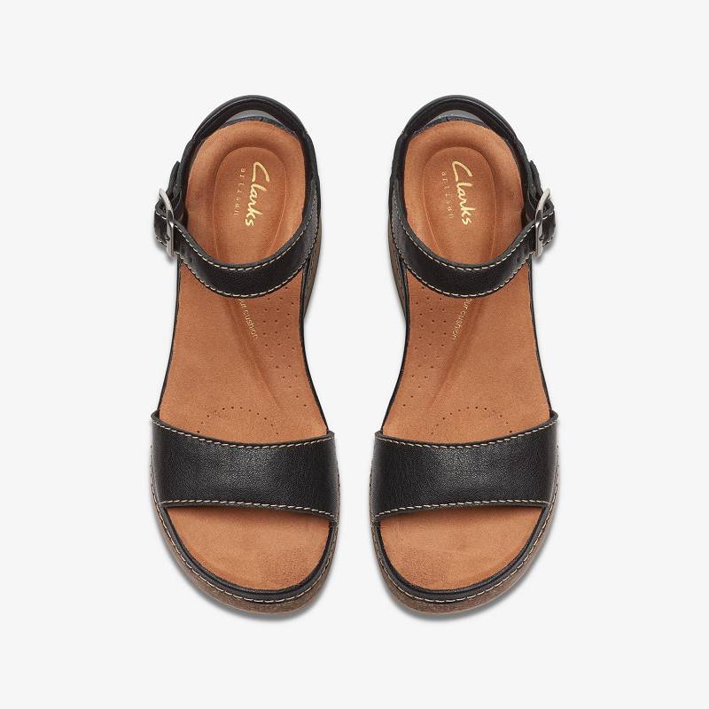 Black Leather Clarks Kassanda Lily | CLKS-84909