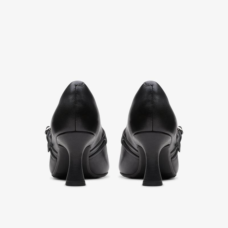 Black Leather Clarks Kataleyna Joy | CLKS-85198