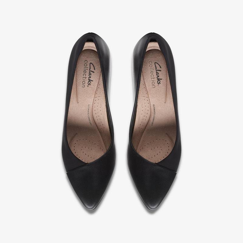 Black Leather Clarks Kataleyna Rose | CLKS-85256