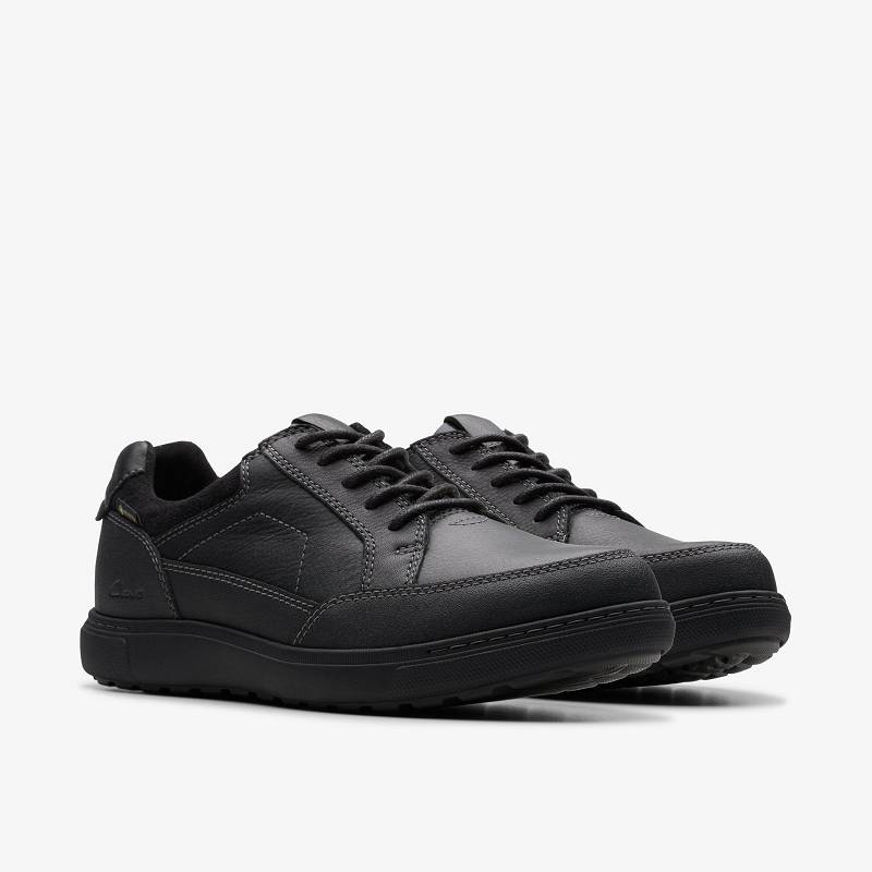 Black Leather Clarks Mapstone Lo Gore-Tex | CLKS-84354